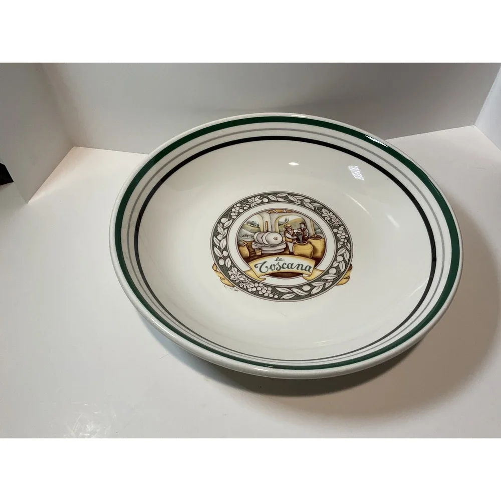 La Toscana Made in Italy Ceramic Bowl‎ Green Stripe Accent